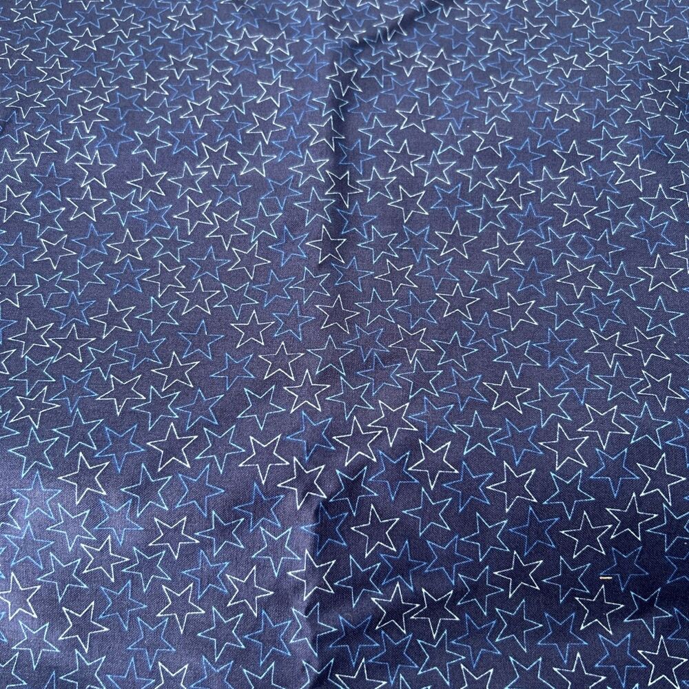 Star Outlines Navy Cotton Quilting Sewing Fabric Brother Sister Backing Filler